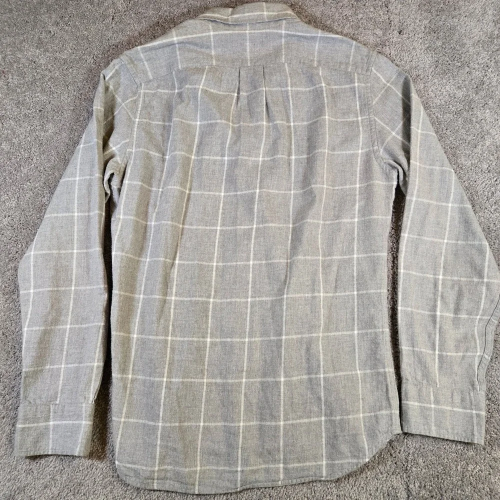 J Crew Brushed Twill Custom Fit Shirt Men's Gray & White Plaid Small Button Down